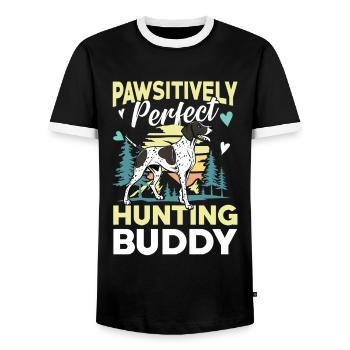 Duck hunters shoot heavier loads flag - Men's Ringer Shirt - black/white - Front - AI Model Female 172 light (172cm) & AI Model Male 178 light (178cm)