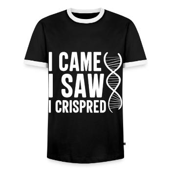 Test ADN génétique Crispr Microbiology - T-shirt contrasté Homme - noir/blanc - Devant - AI Model Female 172 light (172cm) & AI Model Male 178 light (178cm)