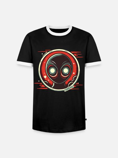 Mysterious alien with shining eyes - Men's Ringer Shirt - black/white