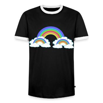 Rainbow Colorful Colorful Heavenly Kids - Men's Ringer Shirt - black/white - Front - AI Model Female 172 light (172cm) & AI Model Male 178 light (178cm)