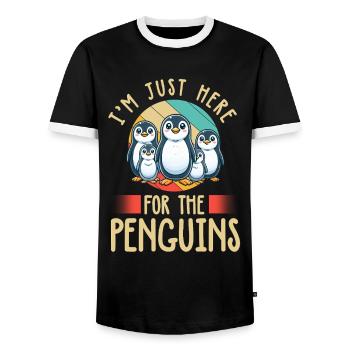 Pingouins Oiseau Amoureux des Pingouins Passionné - T-shirt contrasté Homme - noir/blanc - Devant - AI Model Female 172 light (172cm) & AI Model Male 178 light (178cm)