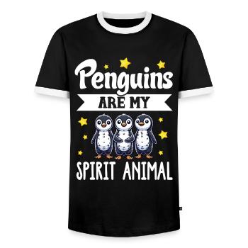 Pingouins Oiseau Amoureux des Pingouins Passionné - T-shirt contrasté Homme - noir/blanc - Devant - AI Model Female 172 light (172cm) & AI Model Male 178 light (178cm)