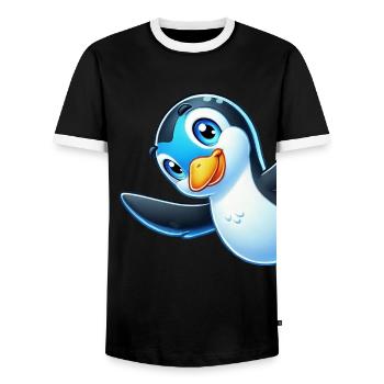 Pingouins Oiseau Amoureux des Pingouins Passionné - T-shirt contrasté Homme - noir/blanc - Devant - AI Model Female 172 light (172cm) & AI Model Male 178 light (178cm)