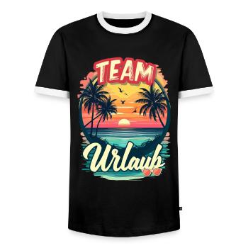 Urlaub Strand Strandurlaub Palmen Familie Sommer - Männer Kontrast-T-Shirt - Schwarz/Weiß - Vorne - AI Model Female 172 light (172cm) & AI Model Male 178 light (178cm)