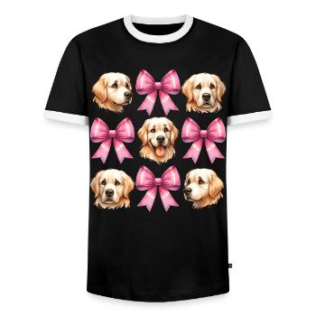 Coquette Bow Golden Retriever Chien Maman Rose - T-shirt contrasté Homme - noir/blanc - Devant - AI Model Female 172 light (172cm) & AI Model Male 178 light (178cm)
