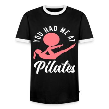 Pilates Tu m’as eu chez Pilates Style - T-shirt contrasté Homme - noir/blanc - Devant - AI Model Female 172 light (172cm) & AI Model Male 178 light (178cm)