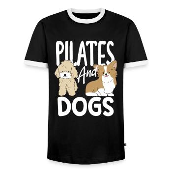 Pilates et chiens pour les amoureux des animaux - T-shirt contrasté Homme - noir/blanc - Devant - AI Model Female 172 light (172cm) & AI Model Male 178 light (178cm)