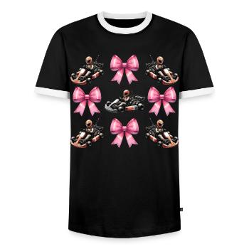 Coquette Bow Go Kart Racer Kart Fête des Mères Rose - T-shirt contrasté Homme - noir/blanc - Devant - AI Model Female 172 light (172cm) & AI Model Male 178 light (178cm)