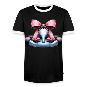 Coquette Bow Go Kart Racer Kart Fête des Mères Rose - T-shirt contrasté Homme - noir/blanc - Devant - AI Model Female 172 light (172cm) & AI Model Male 178 light (178cm)