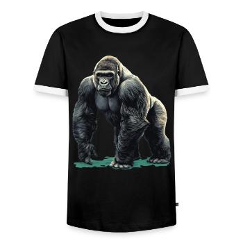 Mountain gorillas Mountain gorilla - Men's Ringer Shirt - black/white - Front - AI Model Female 172 light (172cm) & AI Model Male 178 light (178cm)