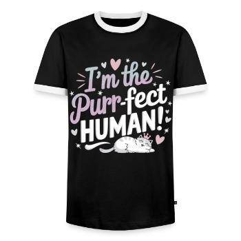 I'm the Purr-fect Human – Cats T-Shirt - Men's Ringer Shirt - black/white - Front - AI Model Female 172 light (172cm) & AI Model Male 178 light (178cm)