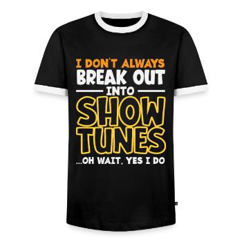 Musicals Lover Show Tunes Text - Men's Ringer Shirt - black/white - Front - AI Model Female 172 light (172cm) & AI Model Male 178 light (178cm)