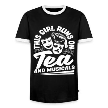 Diese Mädchen Lieben Tee Und Musicals - Männer Kontrast-T-Shirt - Schwarz/Weiß - Vorne - AI Model Female 172 light (172cm) & AI Model Male 178 light (178cm)