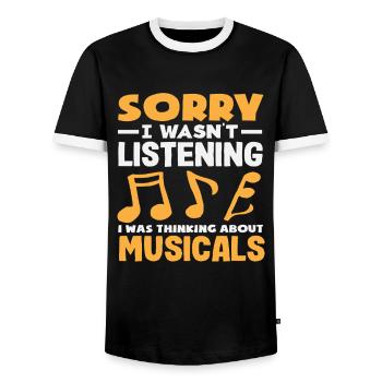 Entschuldigung, Musicals Denken Musical Lover - Männer Kontrast-T-Shirt - Schwarz/Weiß - Vorne - AI Model Female 172 light (172cm) & AI Model Male 178 light (178cm)