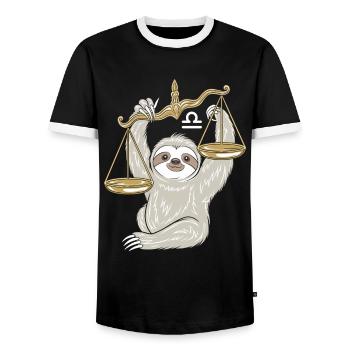 Libra Faultier Waage Sternzeichen - Männer Kontrast-T-Shirt - Schwarz/Weiß - Vorne - AI Model Female 172 light (172cm) & AI Model Male 178 light (178cm)