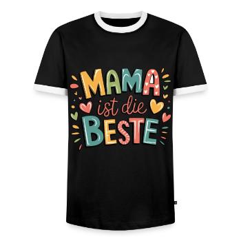 Mama Ist Die Beste - Herzliche Botschaft Für - Männer Kontrast-T-Shirt - Schwarz/Weiß - Vorne - AI Model Female 172 light (172cm) & AI Model Male 178 light (178cm)