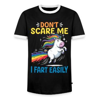 Mignons arcs-en-ciel de licorne qui pètent - T-shirt contrasté Homme - noir/blanc - Devant - AI Model Female 172 light (172cm) & AI Model Male 178 light (178cm)
