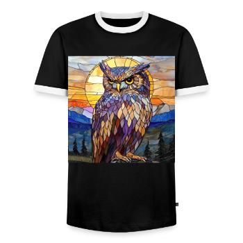 Eule - Männer Kontrast-T-Shirt - Schwarz/Weiß - Vorne - AI Model Female 172 light (172cm) & AI Model Male 178 light (178cm)