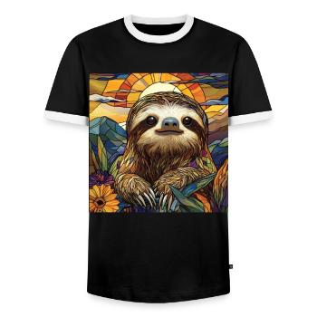 Faultier - Männer Kontrast-T-Shirt - Schwarz/Weiß - Vorne - AI Model Female 172 light (172cm) & AI Model Male 178 light (178cm)