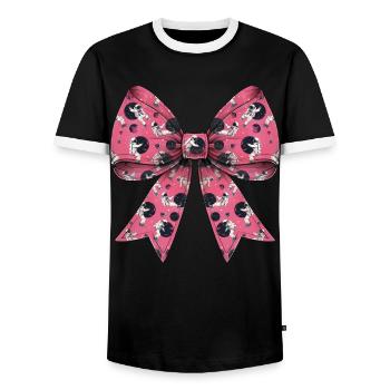 Coquette Bow Astronaut Space Pattern Pink - Men's Ringer Shirt - black/white - Front - AI Model Female 172 light (172cm) & AI Model Male 178 light (178cm)
