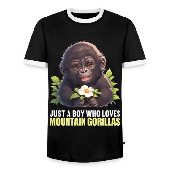 Mountain gorillas Mountain gorilla - Men's Ringer Shirt - black/white - Front - AI Model Female 172 light (172cm) & AI Model Male 178 light (178cm)