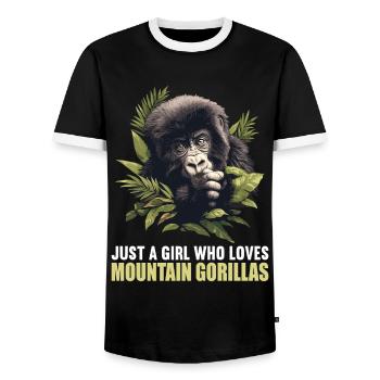 Mountain gorillas Mountain gorilla - Men's Ringer Shirt - black/white - Front - AI Model Female 172 light (172cm) & AI Model Male 178 light (178cm)