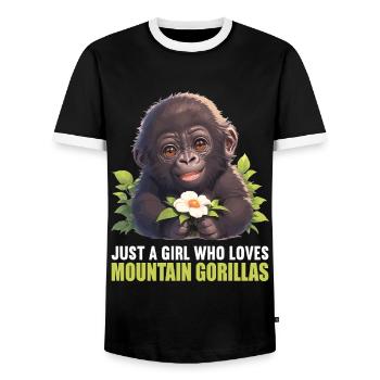Mountain gorillas Mountain gorilla - Men's Ringer Shirt - black/white - Front - AI Model Female 172 light (172cm) & AI Model Male 178 light (178cm)