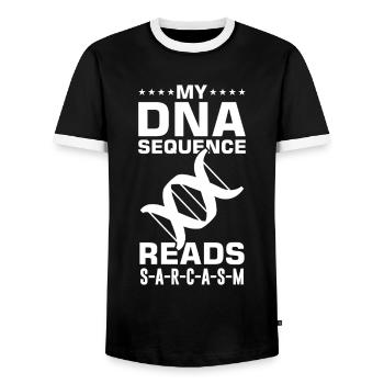 Test ADN génétique Crispr Microbiology - T-shirt contrasté Homme - noir/blanc - Devant - AI Model Female 172 light (172cm) & AI Model Male 178 light (178cm)