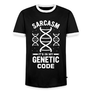 Crispr Microbiology Genetics DNA Test - Men's Ringer Shirt - black/white - Front - AI Model Female 172 light (172cm) & AI Model Male 178 light (178cm)
