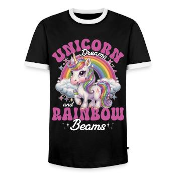 Cute Dream Unicorn Rainbows - Men's Ringer Shirt - black/white - Front - AI Model Female 172 light (172cm) & AI Model Male 178 light (178cm)