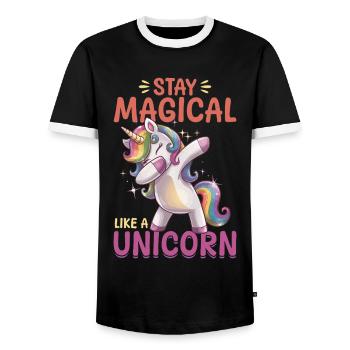Cute Dabbing Unicorn Rainbows - Männer Kontrast-T-Shirt - Schwarz/Weiß - Vorne - AI Model Female 172 light (172cm) & AI Model Male 178 light (178cm)