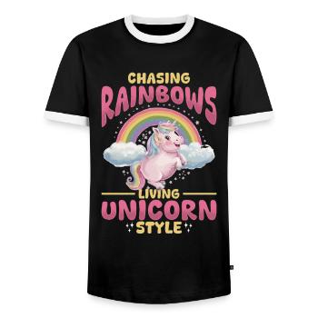 Cute Unicorn Rainbows - Männer Kontrast-T-Shirt - Schwarz/Weiß - Vorne - AI Model Female 172 light (172cm) & AI Model Male 178 light (178cm)
