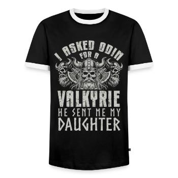 Viking Norse Gods Nordman Mythology - Men's Ringer Shirt - black/white - Front - AI Model Female 172 light (172cm) & AI Model Male 178 light (178cm)