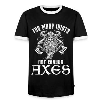 Viking Norse Gods Nordman Mythology - Men's Ringer Shirt - black/white - Front - AI Model Female 172 light (172cm) & AI Model Male 178 light (178cm)