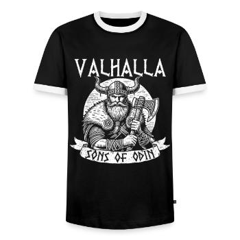 Viking Norse Gods Nordman Mythology - Men's Ringer Shirt - black/white - Front - AI Model Female 172 light (172cm) & AI Model Male 178 light (178cm)