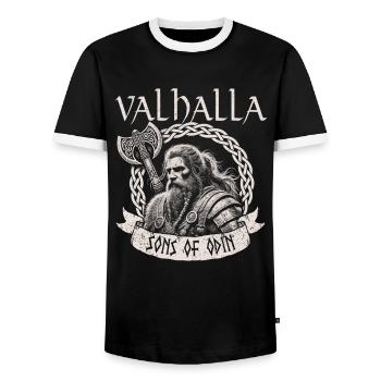 Viking Norse Gods Nordman Mythology - Men's Ringer Shirt - black/white - Front - AI Model Female 172 light (172cm) & AI Model Male 178 light (178cm)