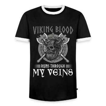 Viking Norse Gods Nordman Mythology - Men's Ringer Shirt - black/white - Front - AI Model Female 172 light (172cm) & AI Model Male 178 light (178cm)