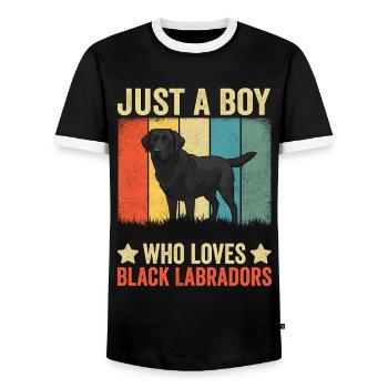 Just A Boy Who Loves Black Labradors - Männer Kontrast-T-Shirt - Schwarz/Weiß - Vorne - AI Model Female 172 light (172cm) & AI Model Male 178 light (178cm)