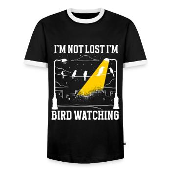 Bird Watching Cute Bird Lover - Männer Kontrast-T-Shirt - Schwarz/Weiß - Vorne - AI Model Female 172 light (172cm) & AI Model Male 178 light (178cm)