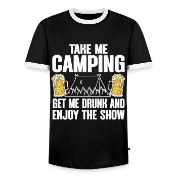 Camping Campfire Camper - Männer Kontrast-T-Shirt - Schwarz/Weiß - Vorne - AI Model Female 172 light (172cm) & AI Model Male 178 light (178cm)