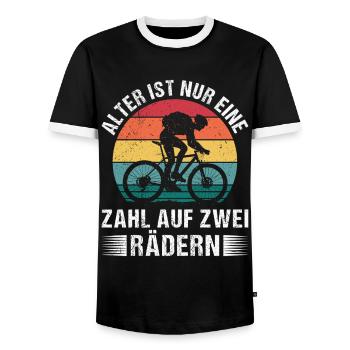 Opa ALTER IST NUR EINE ZAHL AUF ZWEI RÄDERN Lustig - Männer Kontrast-T-Shirt - Schwarz/Weiß - Vorne - AI Model Female 172 light (172cm) & AI Model Male 178 light (178cm)