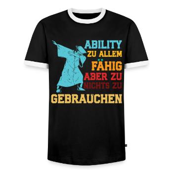 Abi ABILITY ZU ALLEM FÄHIG NICHT ZU GEBRAUCHEN - Männer Kontrast-T-Shirt - Schwarz/Weiß - Vorne - AI Model Female 172 light (172cm) & AI Model Male 178 light (178cm)