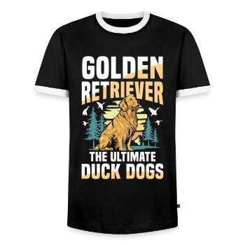 Golden Retriever : les chiens de chasse au canard par excellence - T-shirt contrasté Homme - noir/blanc - Devant - AI Model Female 172 light (172cm) & AI Model Male 178 light (178cm)
