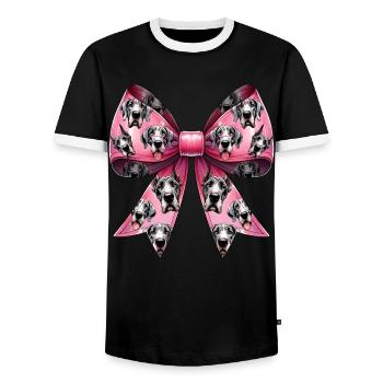Coquette Bow Great Dane Dog Mom Pattern - Men's Ringer Shirt - black/white - Front - AI Model Female 172 light (172cm) & AI Model Male 178 light (178cm)
