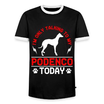 Podenco Greyhound Talk only with Podenco - Men's Ringer Shirt - black/white - Front - AI Model Female 172 light (172cm) & AI Model Male 178 light (178cm)