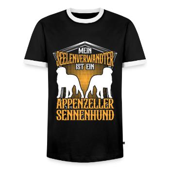 Appenzeller Sennenhund ist mein Seelenverwandter - Männer Kontrast-T-Shirt - Schwarz/Weiß - Vorne - AI Model Female 172 light (172cm) & AI Model Male 178 light (178cm)