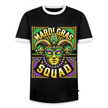 Mardi Gras Squad Maske Karneval Feier - Männer Kontrast-T-Shirt - Schwarz/Weiß - Vorne - AI Model Female 172 light (172cm) & AI Model Male 178 light (178cm)