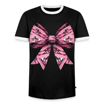 Coquette Bow Skiing Ski Mom Mothers Day Muster - Männer Kontrast-T-Shirt - Schwarz/Weiß - Vorne - AI Model Female 172 light (172cm) & AI Model Male 178 light (178cm)