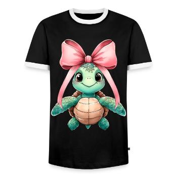 Coquette Bogen Schildkröte Meeresschildkröte - Männer Kontrast-T-Shirt - Schwarz/Weiß - Vorne - AI Model Female 172 light (172cm) & AI Model Male 178 light (178cm)