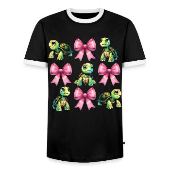 Coquette Bogen Schildkröte Meeresschildkröte - Männer Kontrast-T-Shirt - Schwarz/Weiß - Vorne - AI Model Female 172 light (172cm) & AI Model Male 178 light (178cm)